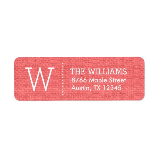 Rustic Coral Custom Monogram Return Address Label