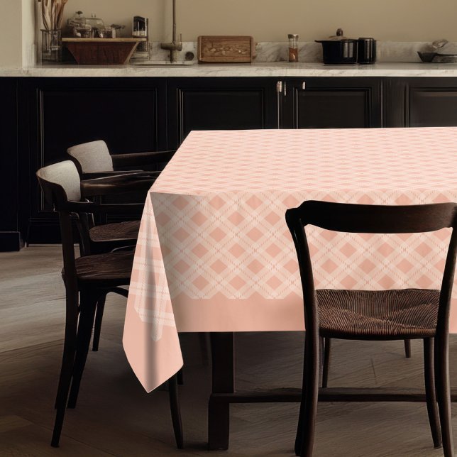 Rustic Coral Grey Plaid Tablecloth for Events (Rustic Coral Grey Plaid Tablecloth for Events)