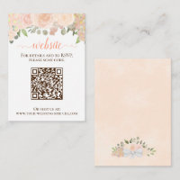 Rustic Coral Peach Roses Wedding Website QR Code