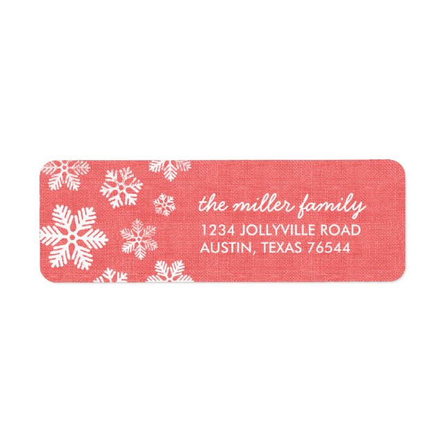 Rustic Coral Snowflakes Address Labels (Front)