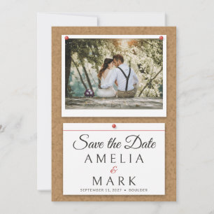 Rustic Cork Board Photo Wedding Save the Date Invitation
