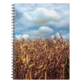 Rustic Cornfield and Dramatic Blue Sky Notebook
