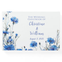 Rustic Cornflowers Personalised Wedding Guest Book