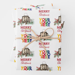 Rustic Corporate Business Logo Christmas Wrapping Paper Sheet