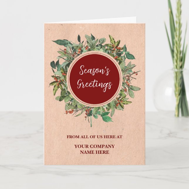 Rustic Corporate Christmas Holiday Card (Front)