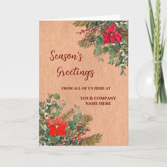 Rustic Corporate Christmas Holiday Card (Front)