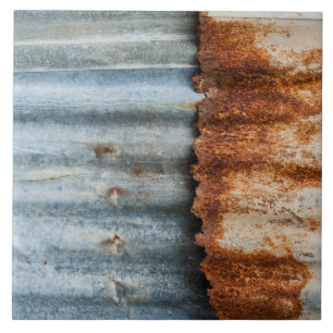Rustic Corrugated Metal Ceramic Tile
