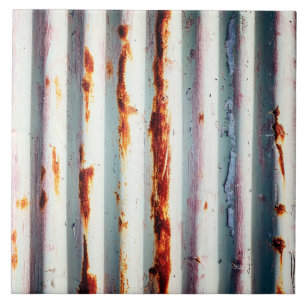 Rustic Corrugated Metal Ceramic Tile