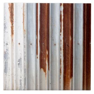 Rustic Corrugated Metal Ceramic Tile