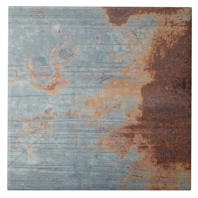 Rustic Corrugated Metal Ceramic Tile (Front)