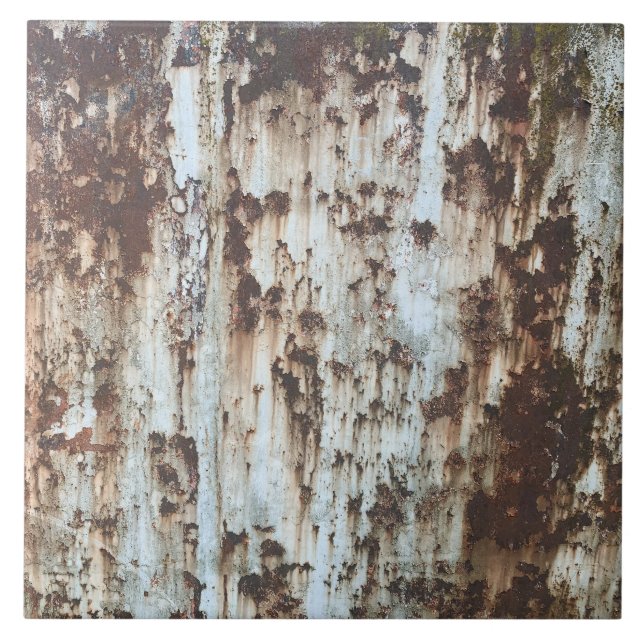 Rustic Corrugated Metal Ceramic Tile (Front)
