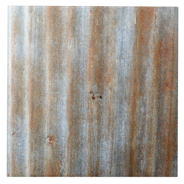 Rustic Corrugated Metal Ceramic Tile (Front)