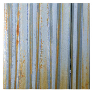 Rustic Corrugated Metal Ceramic Tile
