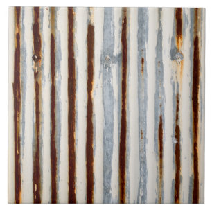 Rustic Corrugated Metal Ceramic Tile