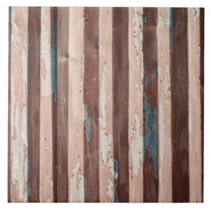 Rustic Corrugated Metal Ceramic Tile