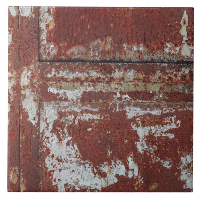 Rustic Corrugated Metal Ceramic Tile (Front)