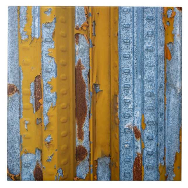 Rustic Corrugated Metal Ceramic Tile (Front)