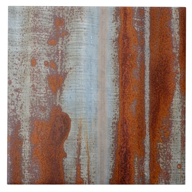 Rustic Corrugated Metal Ceramic Tile (Front)