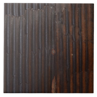 Rustic Corrugated Rusty Metal Ceramic Tile