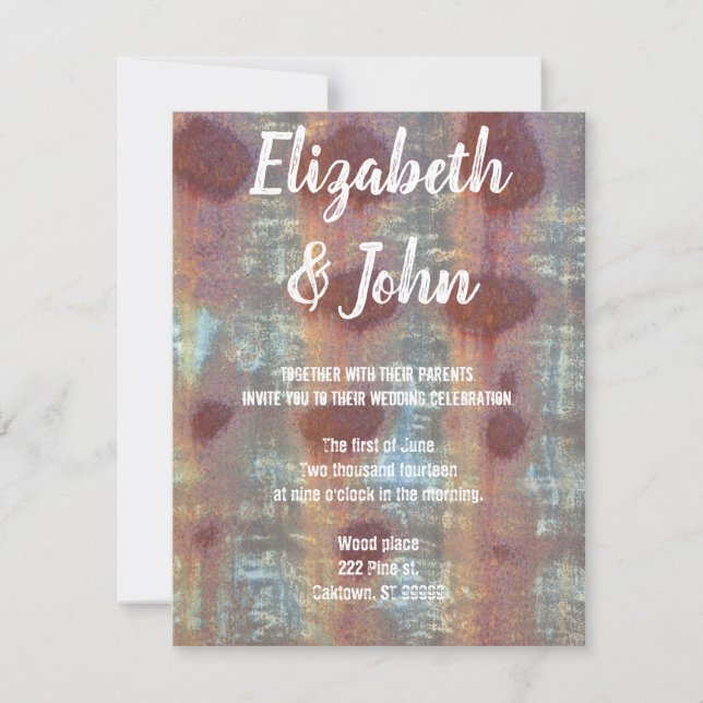 Rustic Corrugated Sheet Metal Wedding Invitations (Front)