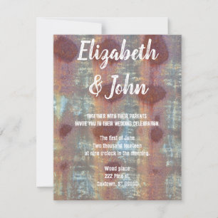 Rustic Corrugated Sheet Metal Wedding Invitations