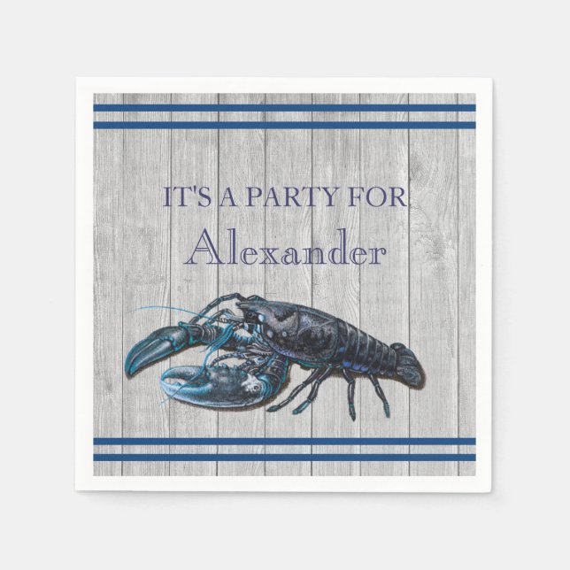 Rustic Costal Nautical Navy Blue Grey wood Napkins (Front)