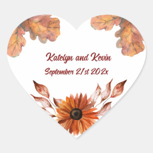 Rustic & Cosy Autumn Wedding Collection Heart Sticker