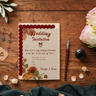 Rustic& Cosy Autumn Wedding Collection invitation