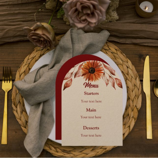 Rustic & Cosy Autumn Wedding Collection Menu Invitation (Creator Uploaded)