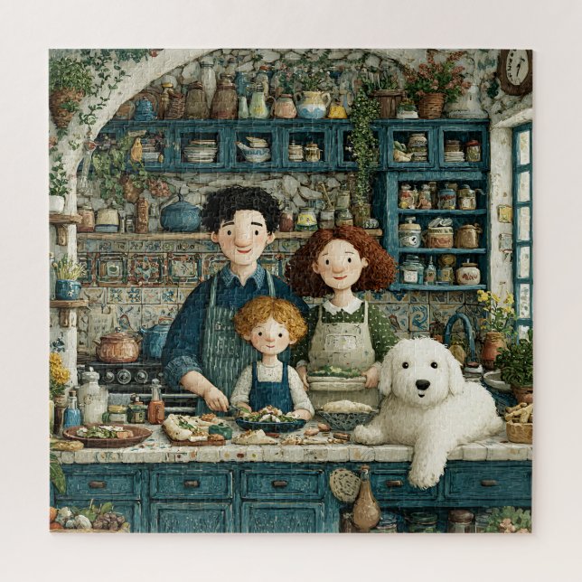 Rustic Cosy Cooking Scene with Dog Jigsaw Puzzle (Vertical)