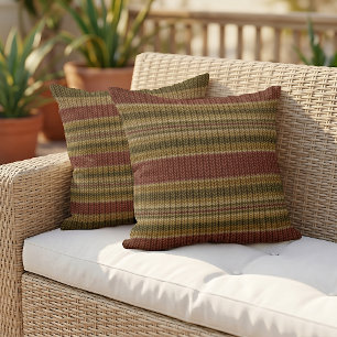 Rustic Cosy Vintage Autumn Stripes Pattern Cushion