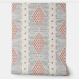 Rustic Cottage Americana Heritage Blue Red White Wallpaper