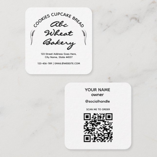 Rustic Cottage Bakery Square Business Card (Front/Back)
