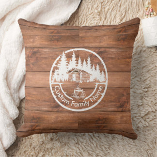 Rustic Cottage Cabin Barn | Custom Family Name Cushion