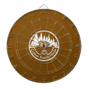 Rustic Cottage Cabin Barn Custom Family Name Dartboard