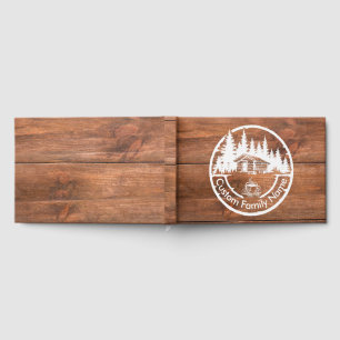 Rustic Cottage Cabin Barn Custom Family Name Guest Book