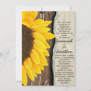 Rustic Cottage Chic Sunflower Wedding  Invitation