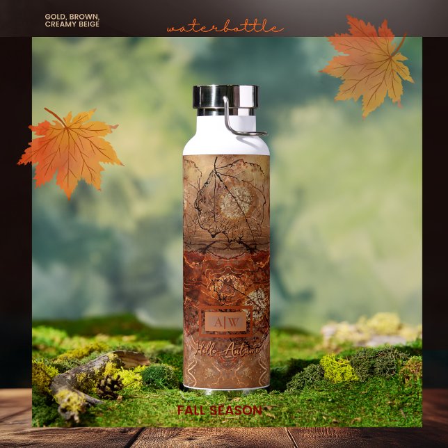 Rustic Cottage Copper Brown Abstract Water Bottle (Rustic Cottage Copper Brown Abstract Water Bottle)