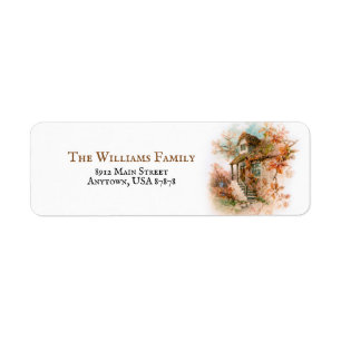 Rustic Cottage in Autumn Return Address Label