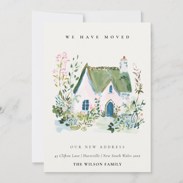 Rustic Cottage Landscape Home We have Moved Card (Front)