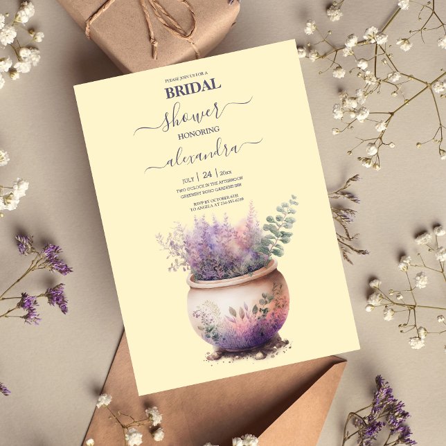 Rustic Cottage Purple Lavender Bridal Invitation (Creator Uploaded)