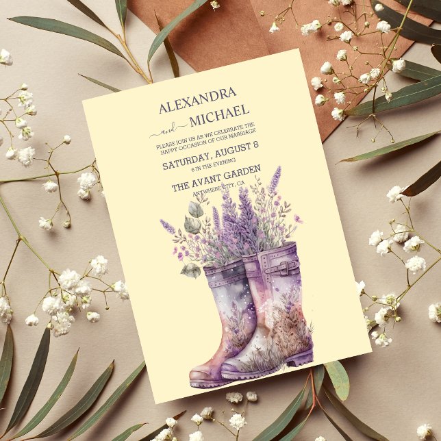 Rustic Cottage Purple Lavender Wedding Invitation (Creator Uploaded)