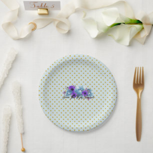 Rustic Cottage Roses Wedding Suite Reception Party Paper Plate