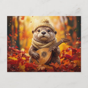 Rustic Cottagecore Autumn Otter Landscape Postcard