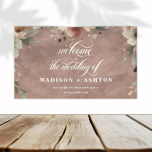 Rustic Cottagecore Dusty Pink Wedding Welcome Banner