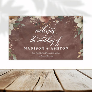 Rustic Cottagecore Garnet Red Wedding Welcome Banner