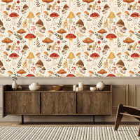 Rustic Cottagecore Mushroom Pattern Peel And Stick