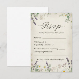 Rustic Cottagecore RSVP Card with Floral Design