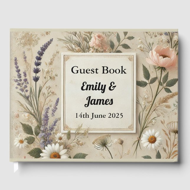 Rustic Cottagecore Wedding Guest Book (Front)