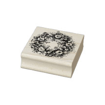 Rustic Cottagecore Wreath Vintage Rubber Stamp